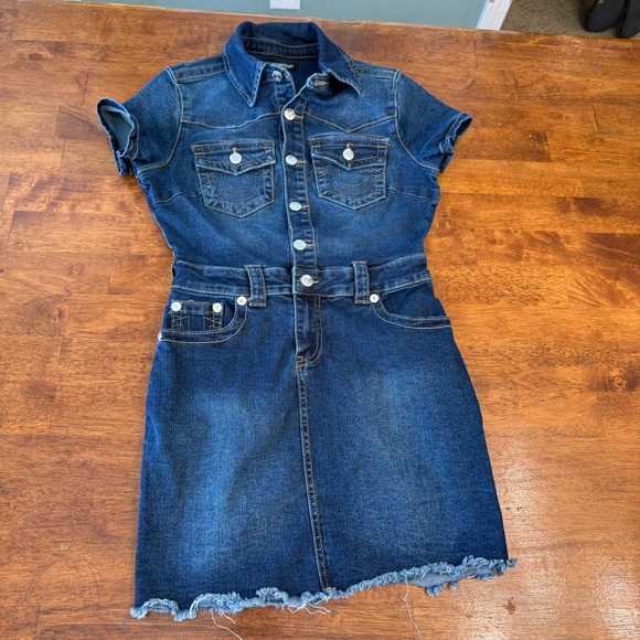 True Religion Dresses & Skirts - True Religion Dark Blue Denim western belted denim dress mini size small